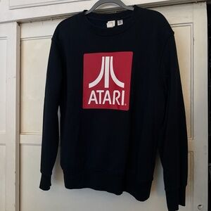 H&M Mens Atari Crewneck Sweatshirt Size M Vintage Look Navy Red